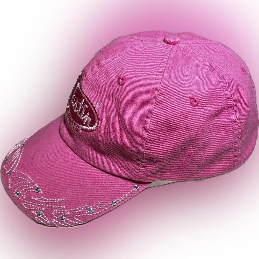 Justin Boots Women's Hot Pink Embellished Bling Rhinestone Cowgirl Ball Cap Hat